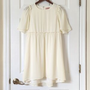 Show Me Your MuMu Brooks Bohemian Flowy Short Sleeve Babydoll Mini Dress Cream M